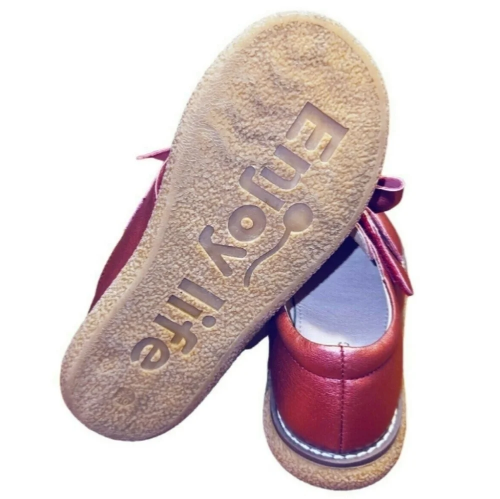 Red Gold with Subtle Metallic Sheen Leather Bow Loafers Size 1